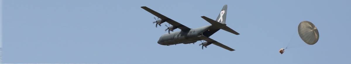 Plane providing supply parachute drop